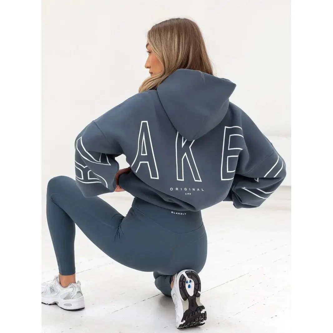 European American Fashion Printed Hooded Hip Hop Sweatshirt 2025 New Cross Border Thickened Versatile Long-sleeved Loose Clothes - ATFH