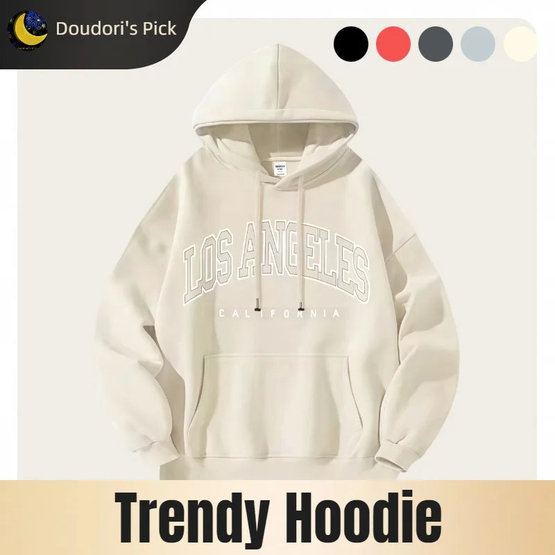 American Fashion Trend Unisex Autumn and Winter Fleece-Lined Thick Oversized American-Style Printed Jacket Loose Casual Street Style Hooded Sweatshirt - ATFH