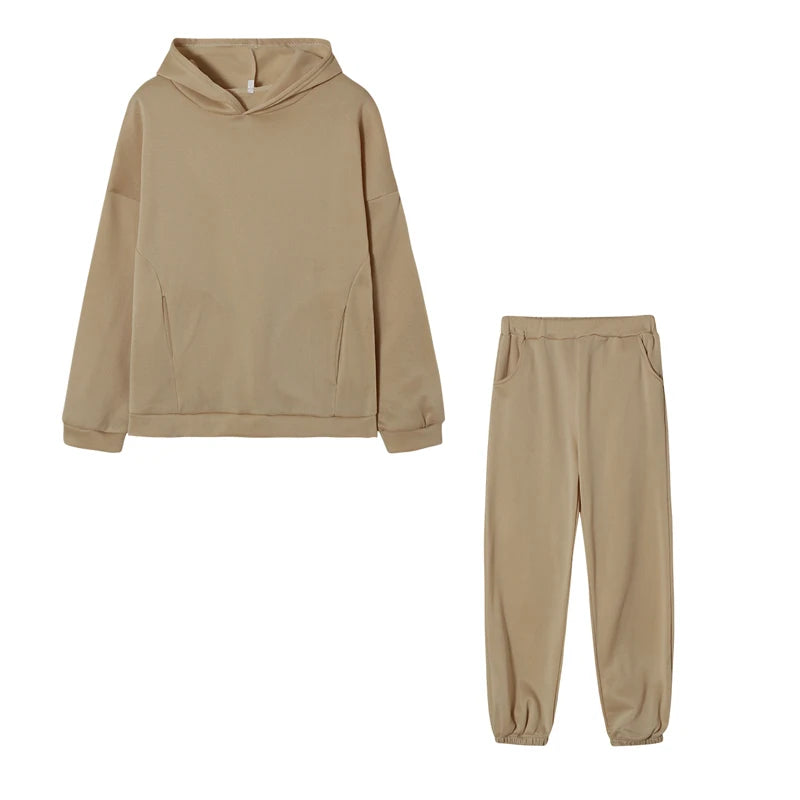 Monochrome Hooded Hoodie Set Casual Two-Piece Set European and American New Fashion Hot Selling 2025 Autumn and Winter