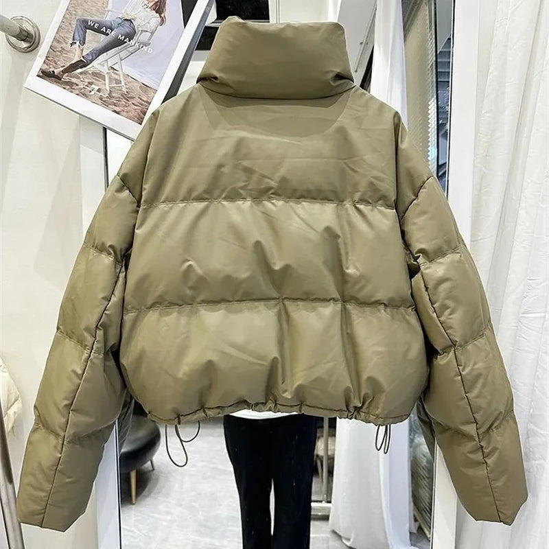 2024 New Women Parkas Winter Warm Loose Puffy Coats Cotton Padded Stand Collar Korean Puffer Jackets Fashion Female Clothes