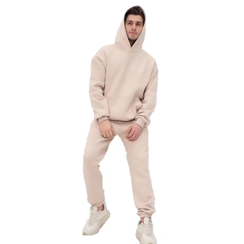 New in Hoodies & Sweatshirts Autumn and Winter Thick Fleece Sports Men's Women's Warm Hoodie Two-piece Set Tracksuits for Man - ATFH