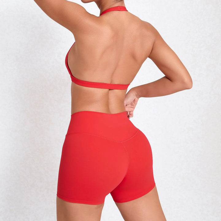 Women Gym Set Push Up Sport Outfit for Woman Sportswear Yoga Clothes Fitness Clothing Tracksuit Activewear White Red Navy Coffee - ATFH