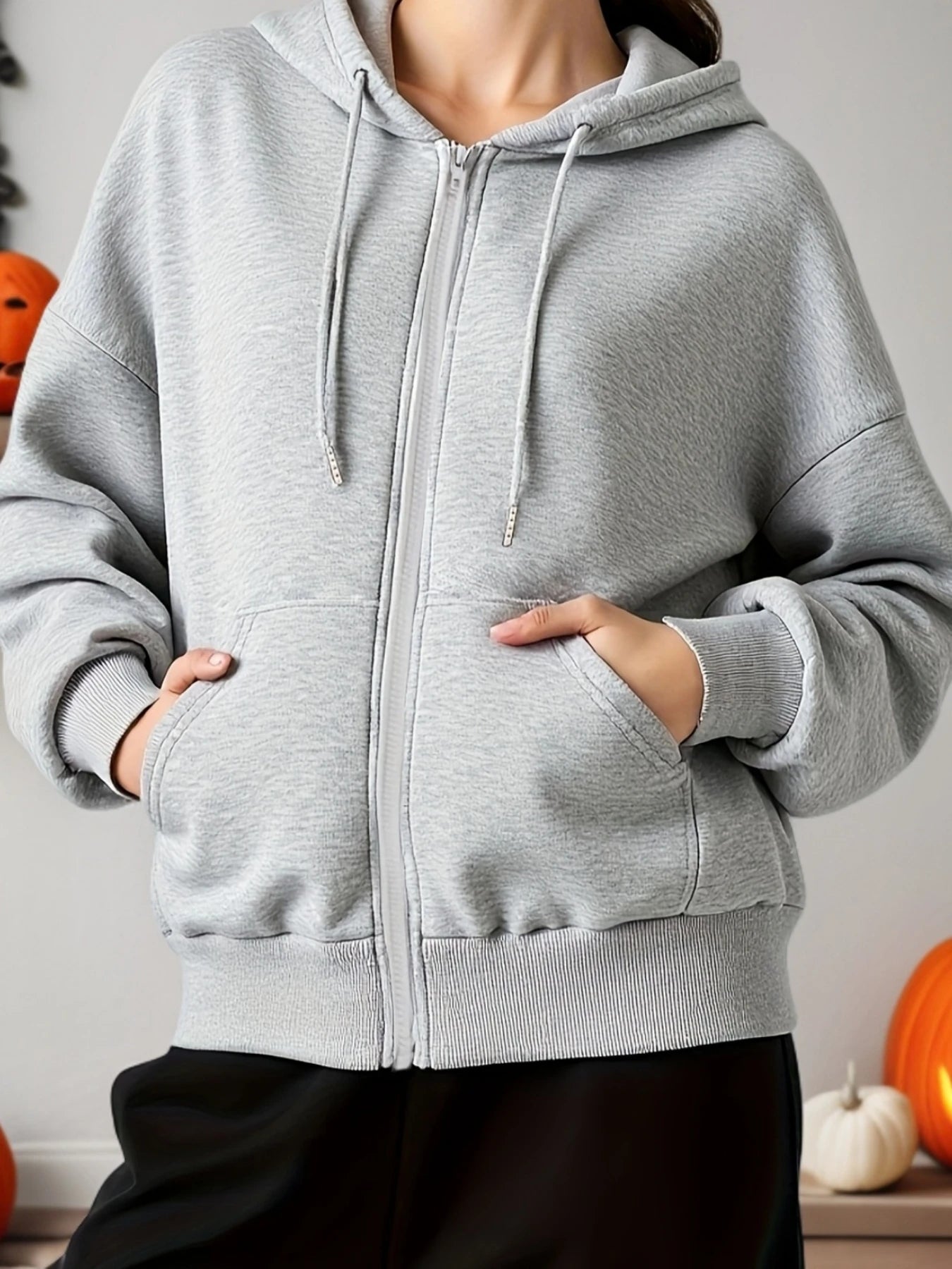 Women's Casual Oversized Hoodies Sweatshirt Zipper Pockets Solid Color Pullover Loose Fit  Autumn Winter Fall Streetwear Jacket - ATFH