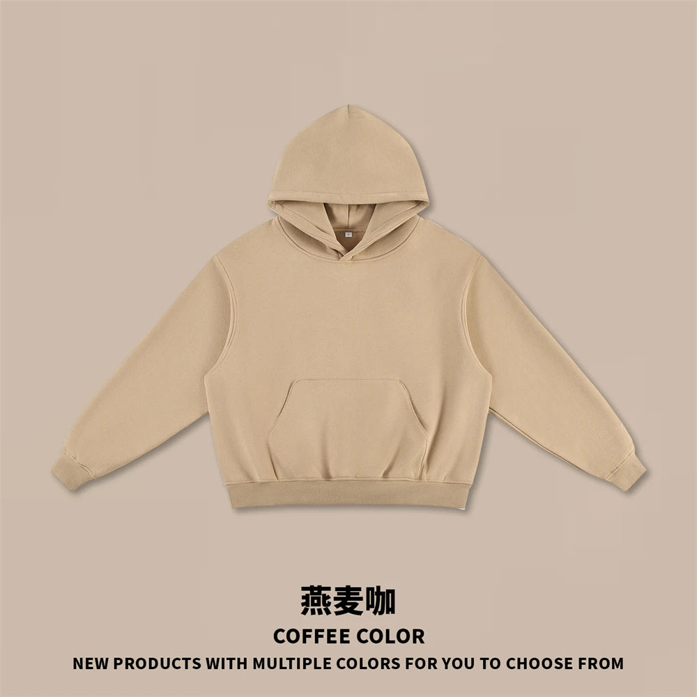 ZODF Trendy Winter Man Boxyfit 350gsm Fleece Hoodie Unisex Old Money Style Comfortable Warm Solid Hooded Pullovers HY0006