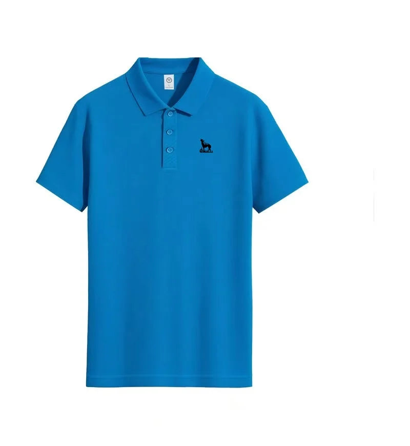 2026 summer new men's collar polo shirt printed short sleeved casual business fashion slim fit men's T-shirt top