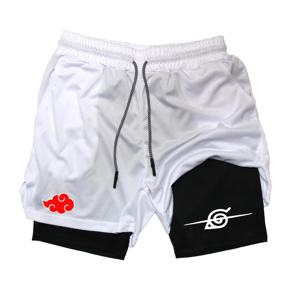 Ghost 2026 Annihilation Blade Anime Men's Double Layer Quick-Dry Running Shorts Multi-Performance Training Shorts Printed Snow