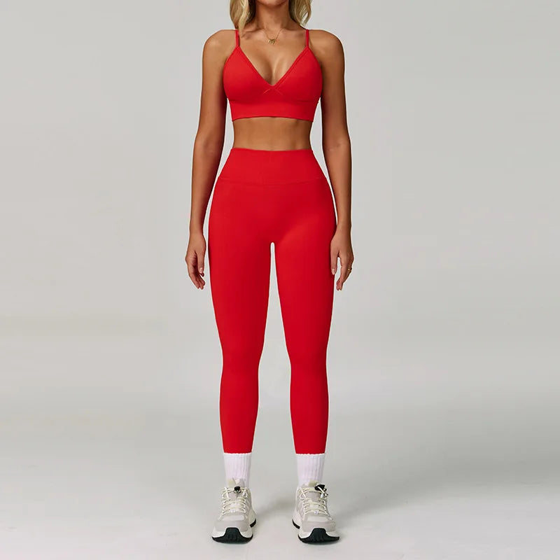 SWELTERING 2/3PCS Seamless Yoga Set Gym Clothes Sportswear Fitness Suits Women Workout Bra Crop Top Long Sleeve Sports Suits - ATFH