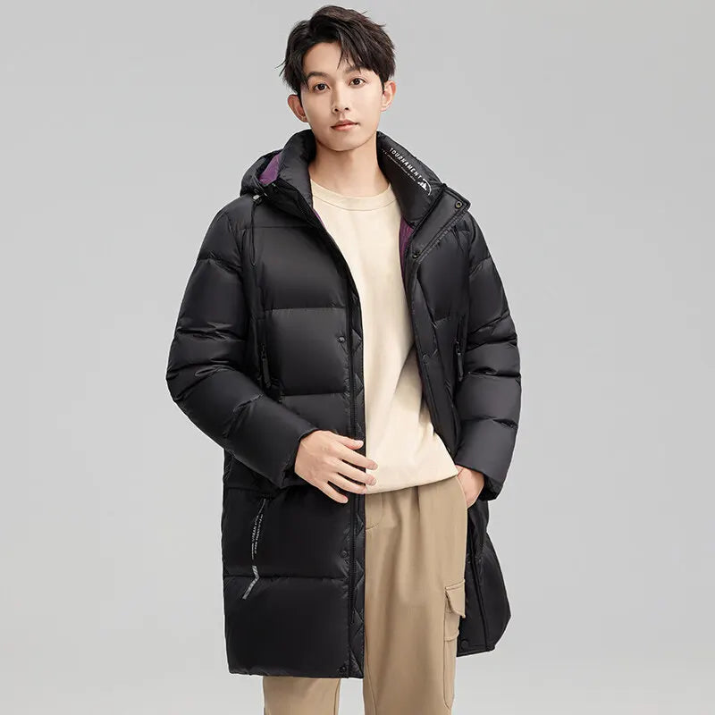 90% white duck down jackets Mens Down Jacket High-quality Solid Color Thick Warm Outdoor Windproof Parkas Men Winter Coats