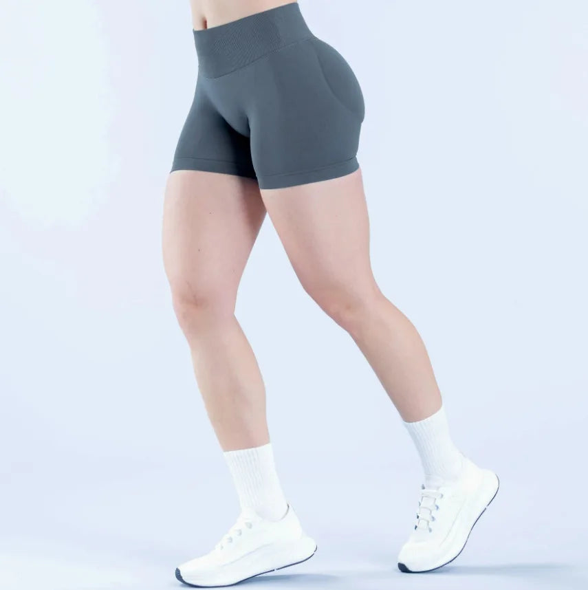 Denyf 4.5" GYM Shorts Low Ribbed Band Yoga Shorts Seamless Scrunch Bum Workout Gym Shorts Booty High Stretch Running Shorts