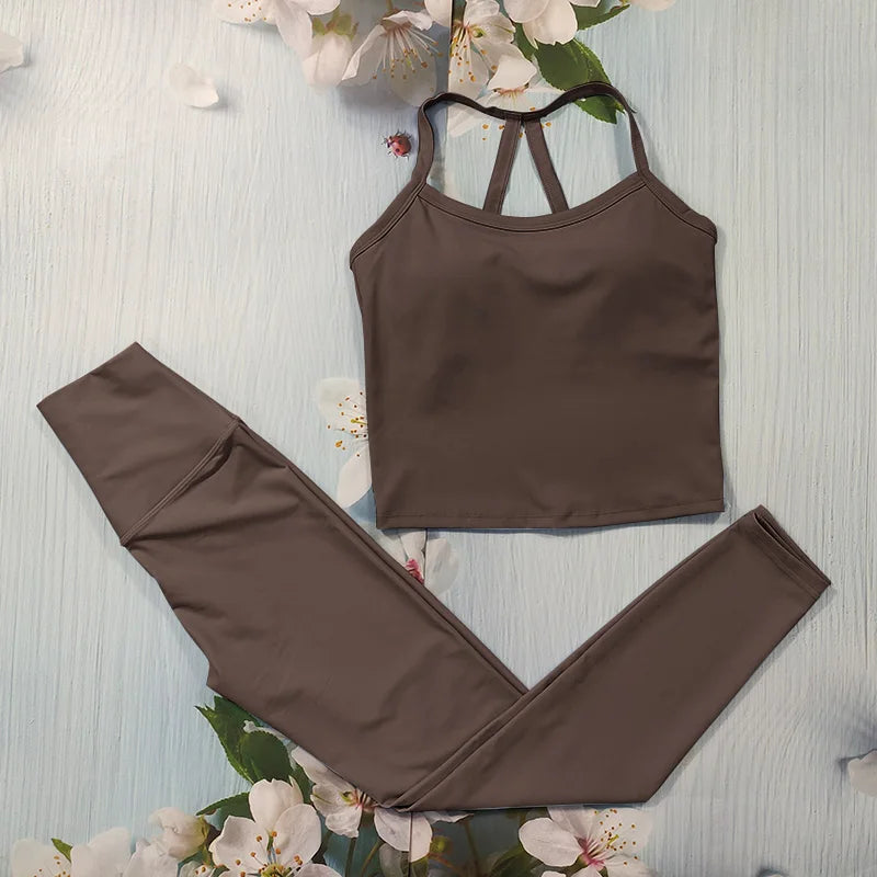 Nude Feel Fitness Suit Sports Set Women's Tracksuit Sexy Yoga Outfits Gym Sportswear Legging And Underwear Workout Clothes Woman - ATFH