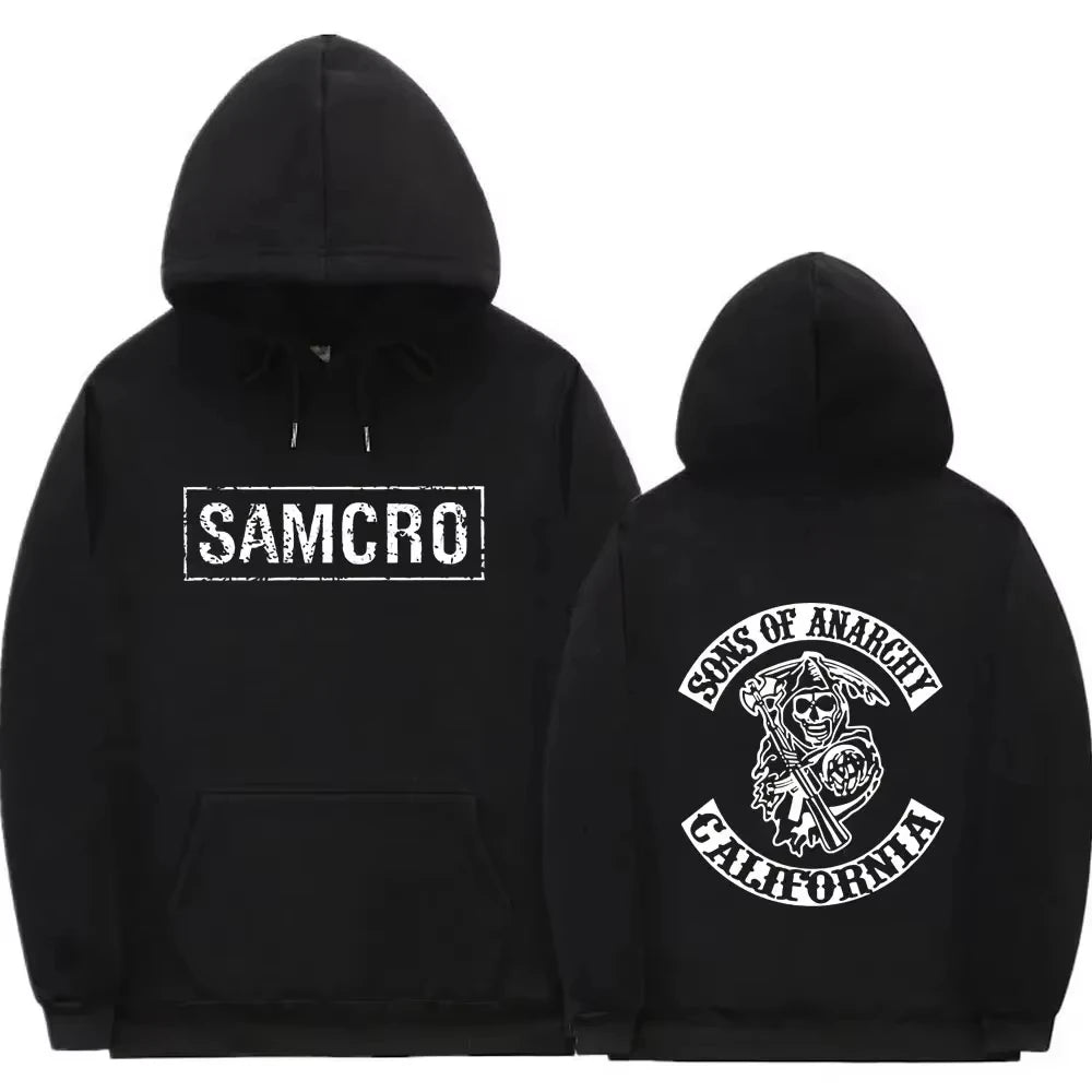 Double-sided printed hoodie Tops Sons of Anarchy SAMCRO Men's and Women's Fashion Brand Design Cotton-wool Blend Hood