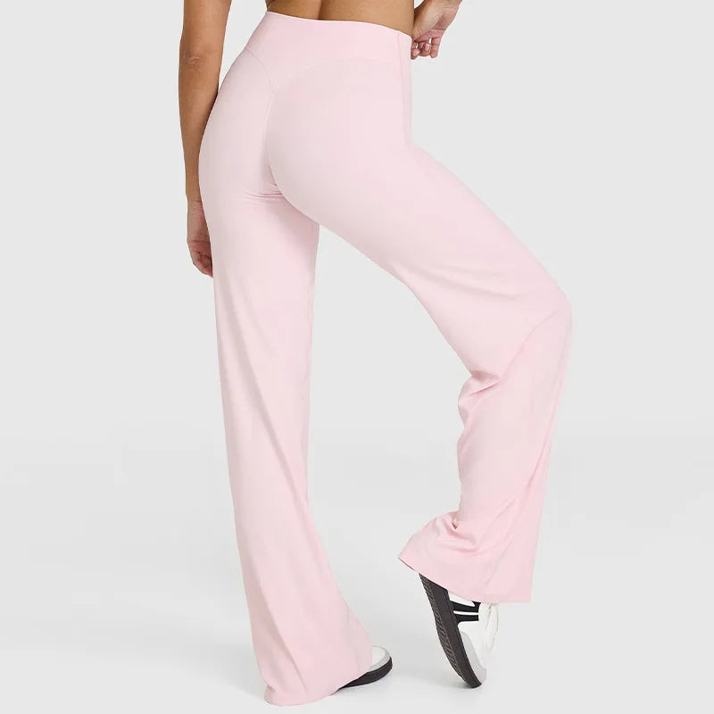 VEQKING Soft Active Women Yoga Pants Strait-leg Yoga Pilates Trousers Naked Feel Gym Fitness Peach Hip Outfits Loose Fit Bottoms ATFH
