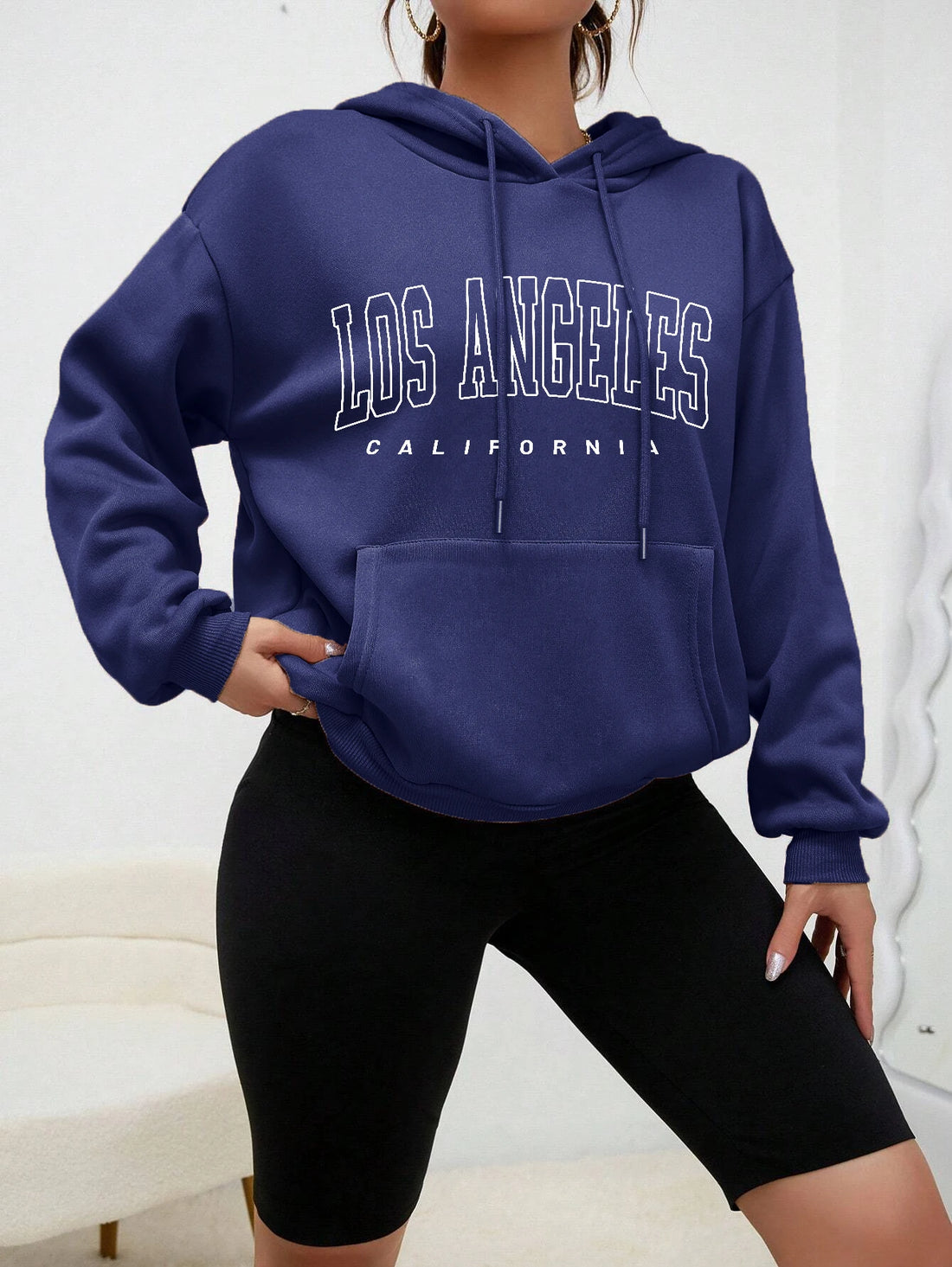 Los Angeles Art Letter Design Women Hoodies American Style Casual Hoody Autumn Hip Hop Female Hoodie Casual Fleece Clothing - ATFH