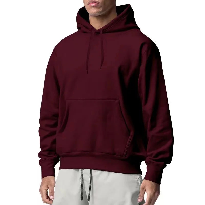 Cotton Hooded Sweatshirt, Solid Color Fashion Fit Sweatshirt, Autumn and Winter Fashion Sweatshirt, Suitable for Going Out - ATFH