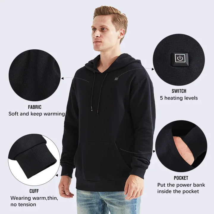 Heated Hoodies Heat Sweaters Men Women Winter Warm Heated Clothes Heat Jacket Heating Sportswear Heating Hoodies Heating Sweater - ATFH