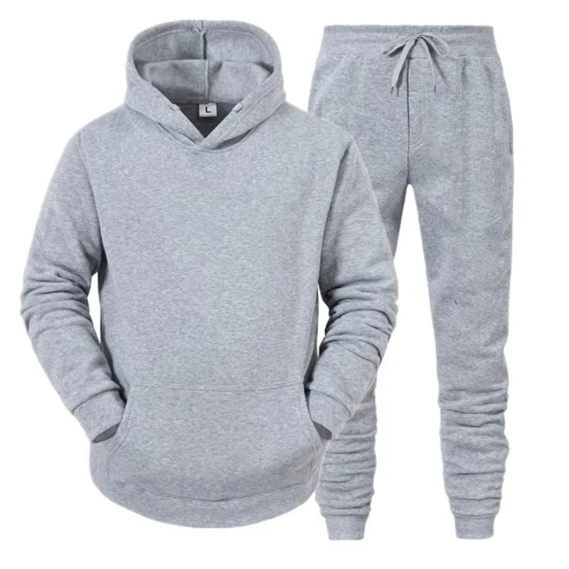 Winter Brand Men's Tracksuit Eco Soft Long Sleeve Pullover Joggers 2pcs Set Fitness Running Suits Sportswear Male - ATFH