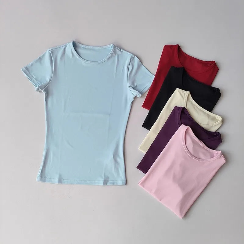 Women's Outdoor Sports Shirt Yoga Wear Fitness T-Shirt Quick Dry Running T-Shirt Workout Top Female Sportswear Exercise Clothing - ATFH