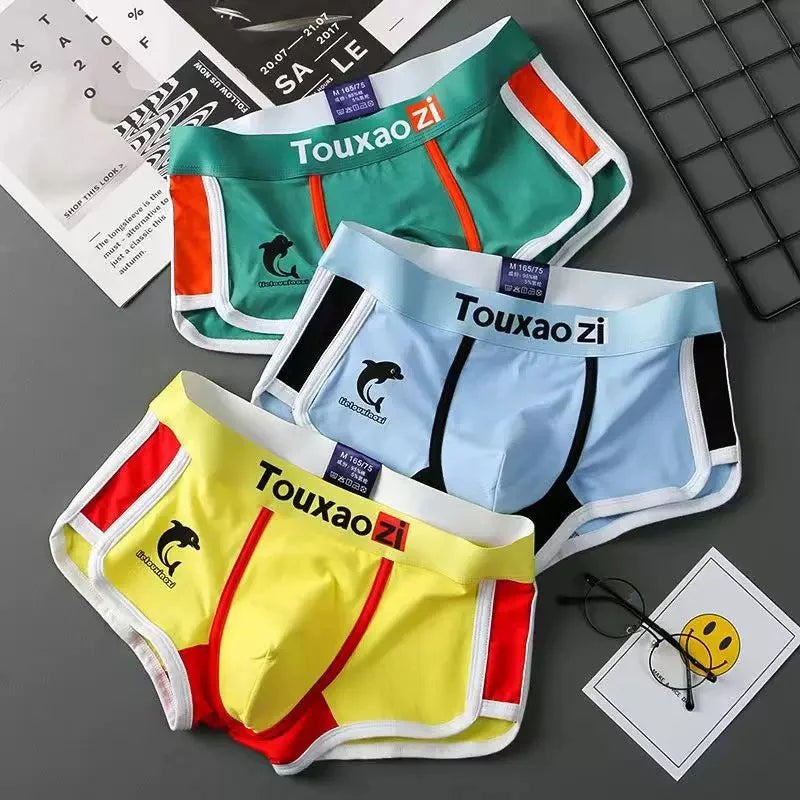 3PCS/Lot Cotton Comfortable Breathable Boxer Shorts Printed Men's Underpants Fashion Youth Underwear Sexy U Bulge Pouch Panties