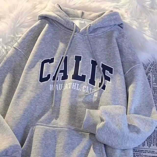 Women Hoodies Oversized Drop shoulder Fashion Loose Fleece Autumn Winter Printed Letter Pullover Aesthetic Sweatshirts 2025 New - ATFH