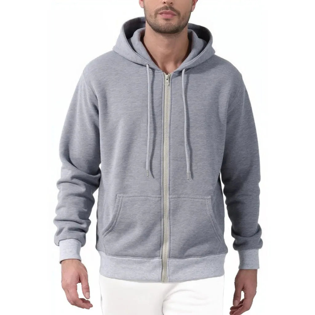 Autumn New Men's Hooded Sweatshirt Jacket Zipper Caidgan Solid Color Basic Simple Style Male Casual Streetwear Fashion Top - ATFH