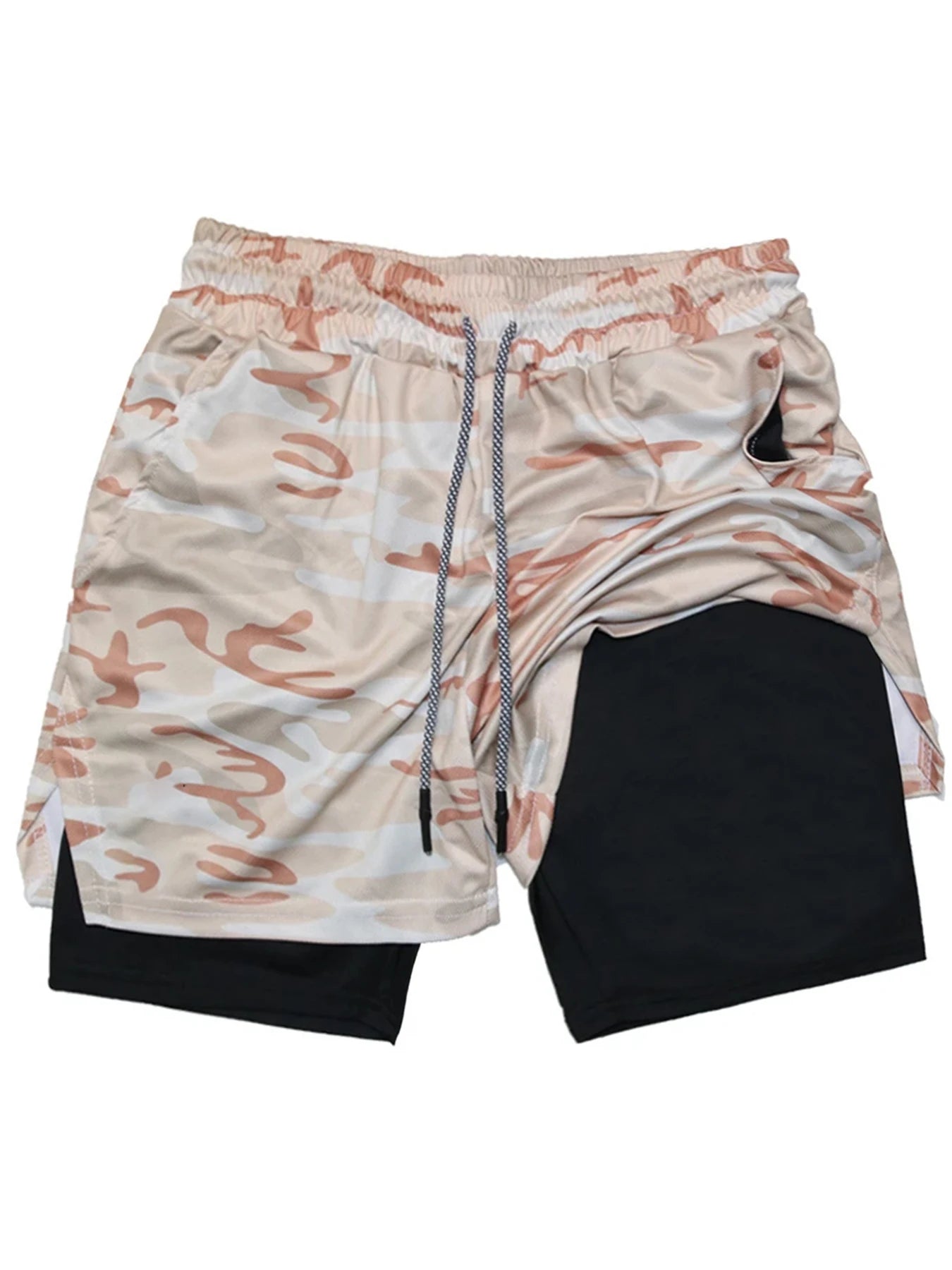 2-in-1 Running Summer Workout Shorts for Men Gym Performance Compression Shorts with Phone Pocket Towel Loop Athletic Activewear