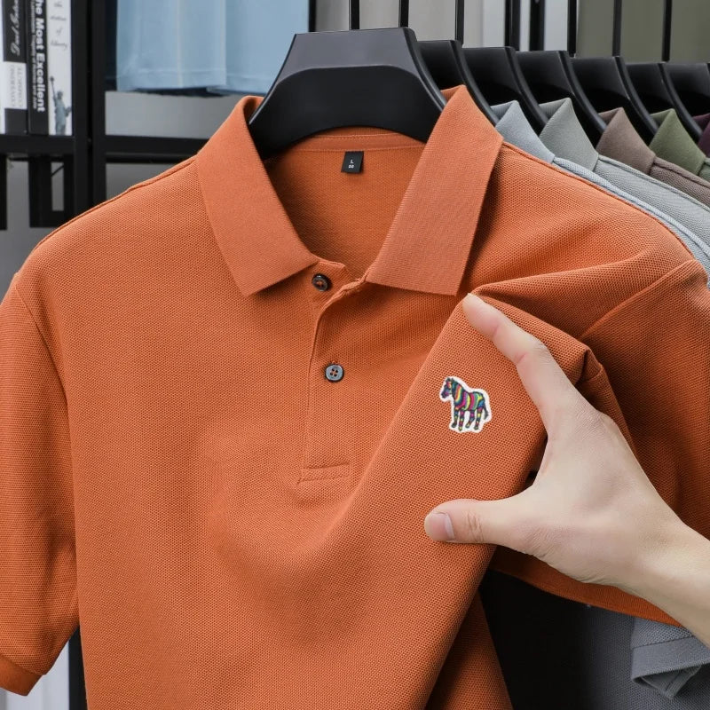 High end Men's Summer New Short Sleeve Breathable Polo Shirt Custom T-shirt Half Sleeved Exquisite Brand Pony Embroidery Top