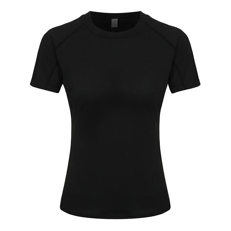 Women's Compression Shirt Short Sleeve Athletic Yoga Running T-Shirt Summer Gym Workout Quick Dry Stretchy Tees Tops Baselayer - ATFH