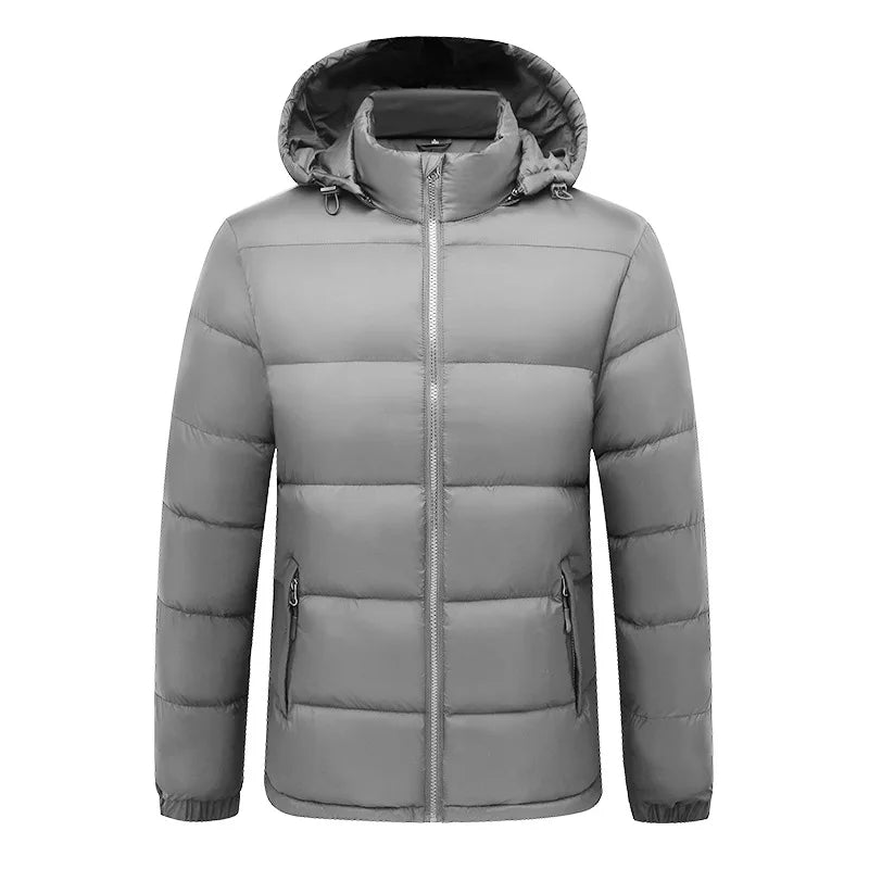 New Men's Hooded Padded Jacket Warm Running Jacket Zipper Hat Pocket Coat Fashion Street Wear Men's Clothes Outerwear Winter