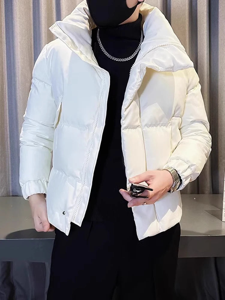 Men's Autumn Winter Thickened Warm Jacket Waterproof Casual Loose Parkas Solid Stand O-Neck Parka for Men Street Coat Men Q47 ATFH