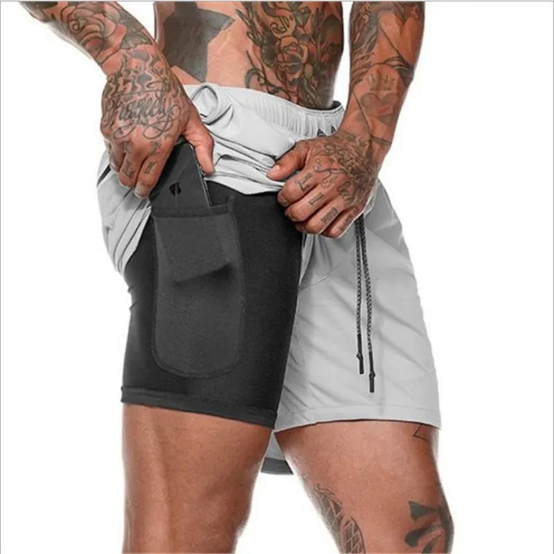 2026 Summer Running Shorts Men 2 in 1 Sports Jogging Fitness Shorts Training Quick Dry Mens Gym Men Shorts Sport gym Short Pants