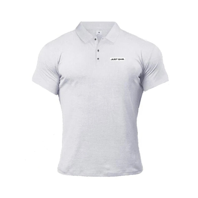 Fashion Lapel Tight Polo Shirts Cotton Breathable Short Sleeves T-Shirts Gym Workout Muscle Tops Mens Bodybuilding Fitness Polos