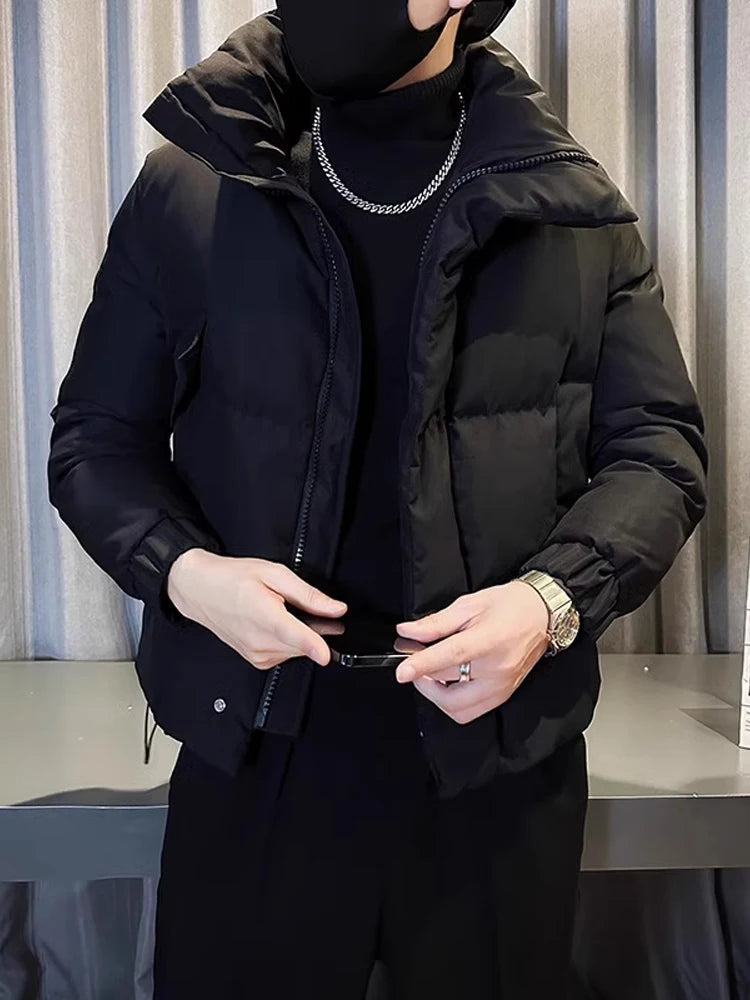 Men's Autumn Winter Thickened Warm Jacket Waterproof Casual Loose Parkas Solid Stand O-Neck Parka for Men Street Coat Men Q47 ATFH