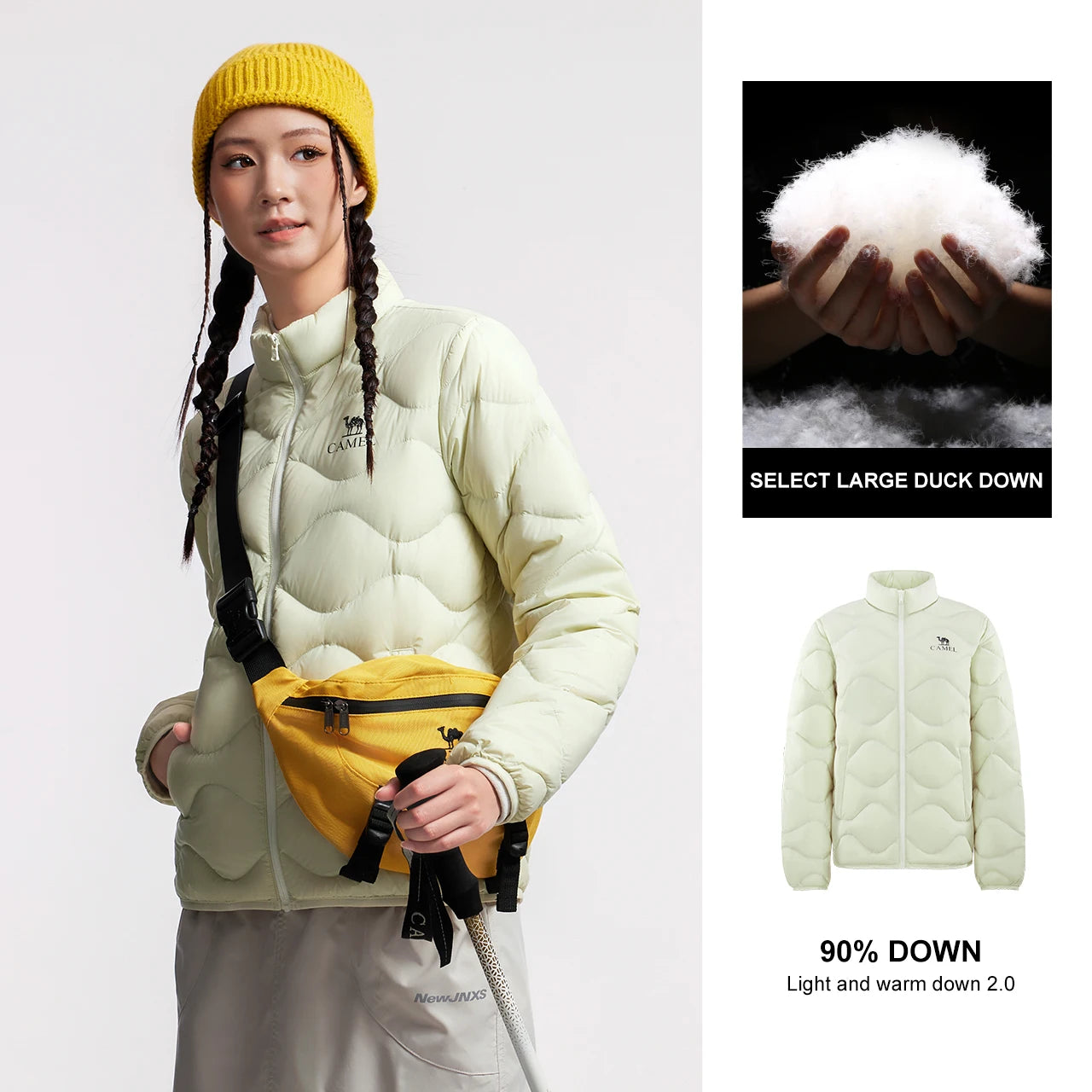 GOLDEN CAMEL Outdoor Down Jackets Men's and Women's Lightweight High-loft Warm Windproof Anti-static Jacket for Men Winter Coats
