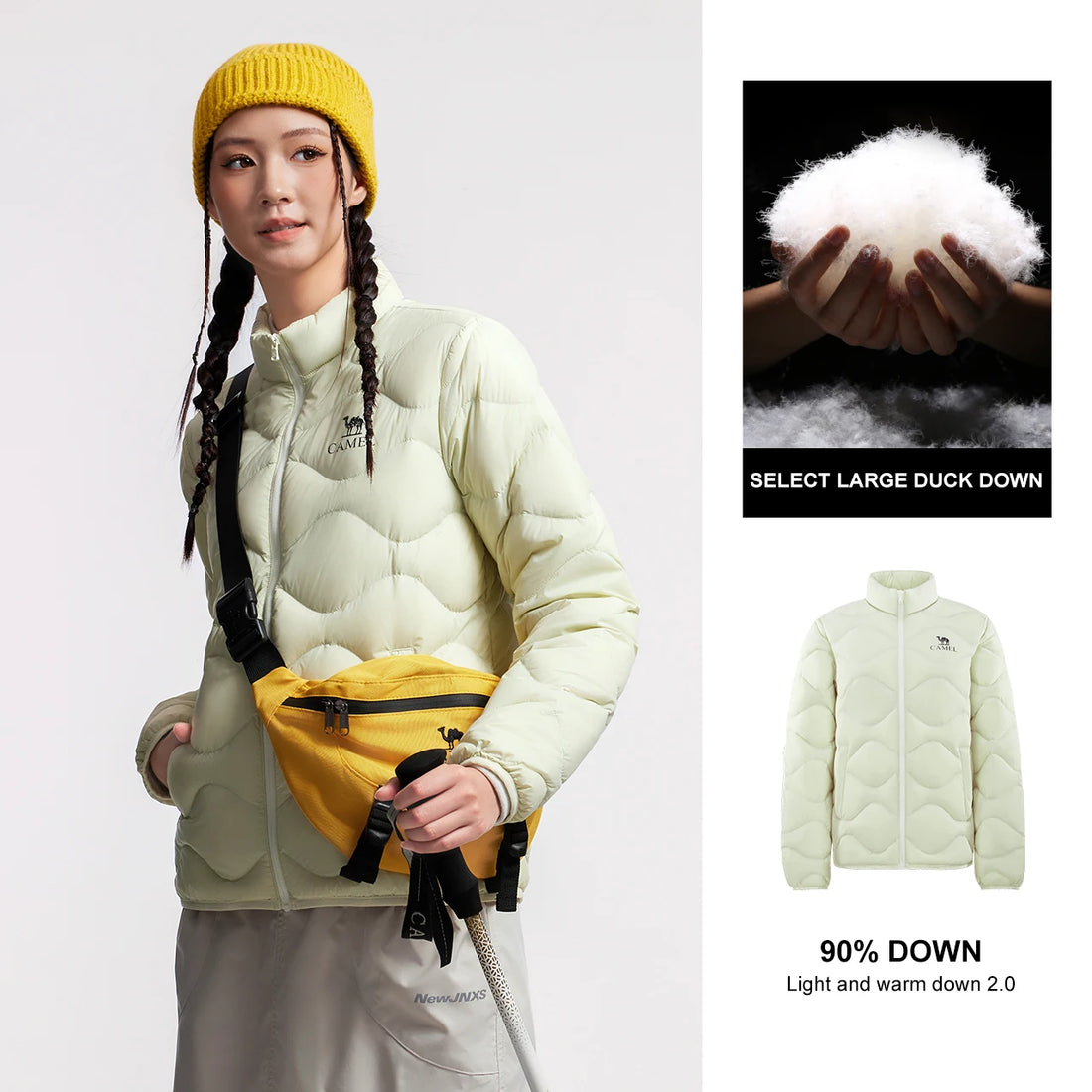GOLDEN CAMEL Outdoor Down Jackets Men's and Women's Lightweight High-loft Warm Windproof Anti-static Jacket for Men Winter Coats