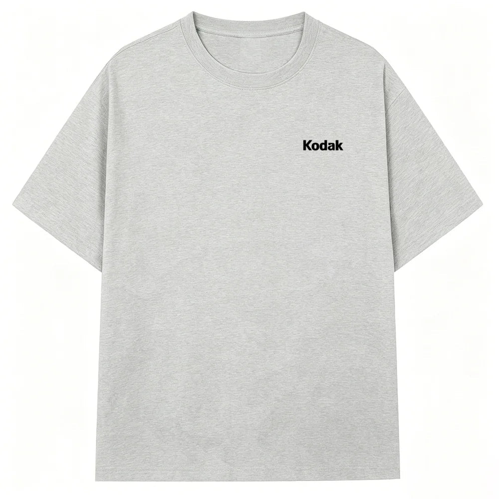 Kodak Mini Logo T-Shirt, Cream Beige Small Print Tee, Cotton Crewneck for Men & Women Retro Casual Streetwear ATFH