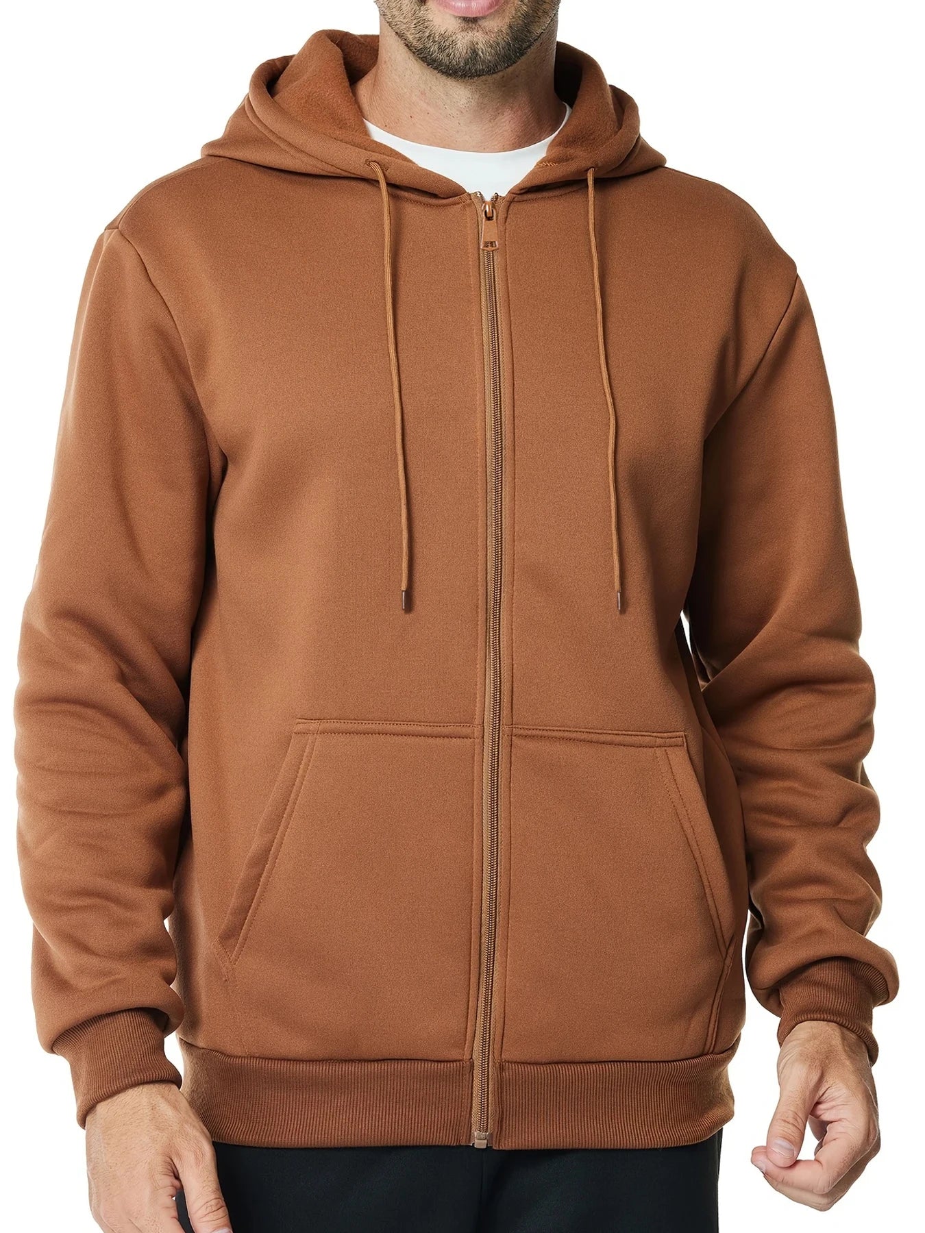 Men's casual sports zipper Hooded Jacket solid color Hooded Sweatshirts Men's Cardigan coat Casual Male Jacket Sportwear - ATFH