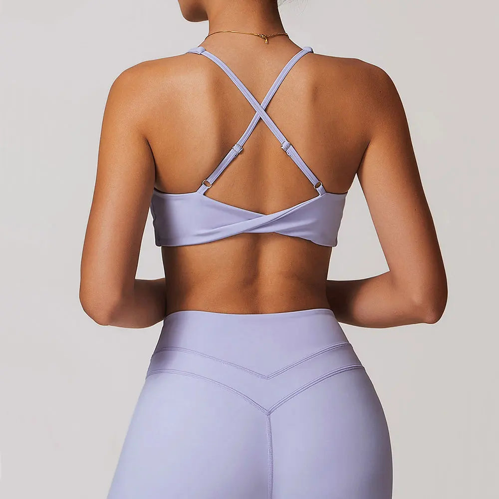 JUREN Sports Bra Women Fitness Bra Halter Sports Underwear Naked Feel Sexy Yoga Gym Push Up Workout Bra Padded Bralette Bathsuit - ATFH