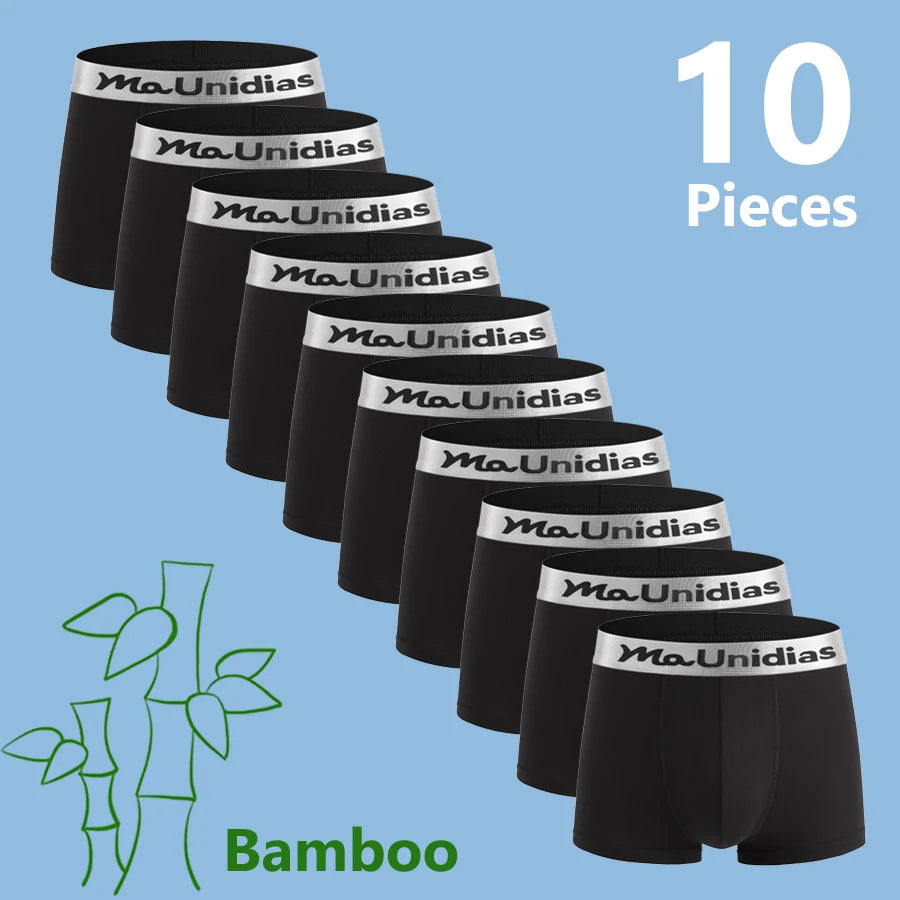 10 Pieces Bamboo Fiber Men's Underpants Solid Color Boxer Briefs Breathable Boxers Underwear Man Stretch Men Panties