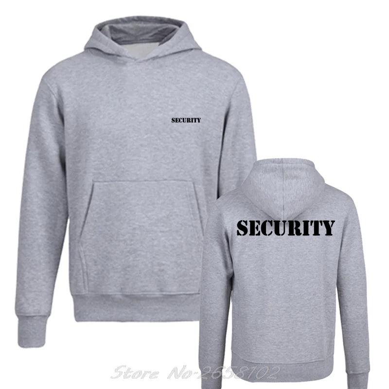 Security Men's Hoodie Event Staff Black Double Sided Men Fleece Hooded Jacket Sweatshirt Harajuku Streetwear - ATFH