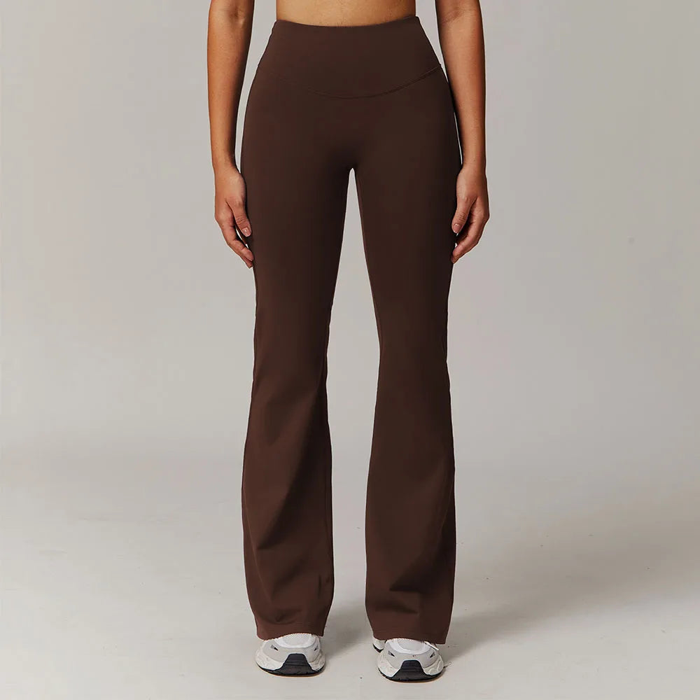 Yoga Flared Pants Women Gym Fitness Bell-bottoms Trousers High Waist Sports Pants Stretch Gym Workout Sports Push Up Leggings ATFH