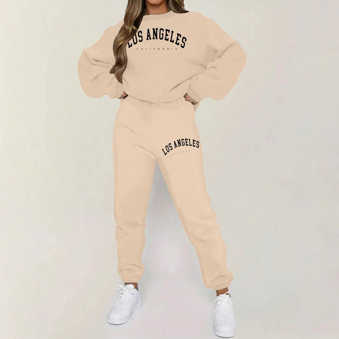 Women'S Printed Outfit Long Sleeve Solid Color Hooded Sweatshirt And Sweatpants Two Piece Set Autumn Casual Sportswear Suits