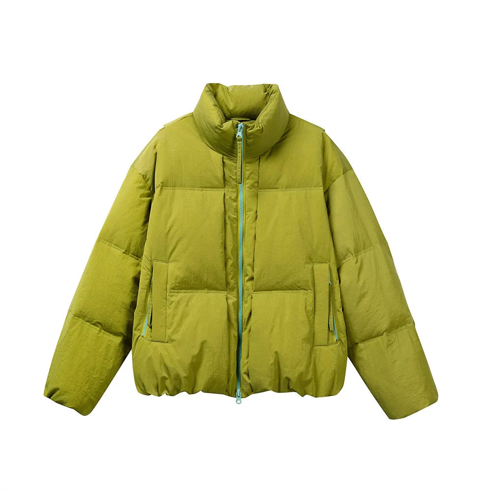 MWJLPWQ Stand Collar Down Jacket Men's Winter Thickened Trendy High Street Vibe Design Double Zipper Unisex Coat Tide 13671 ATFH