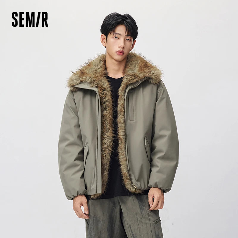 Semir Men Down Jacket Protective Fur Collar Windproof Water Repellent Winter Smart Casual Couple Fashion Outerwear 2026