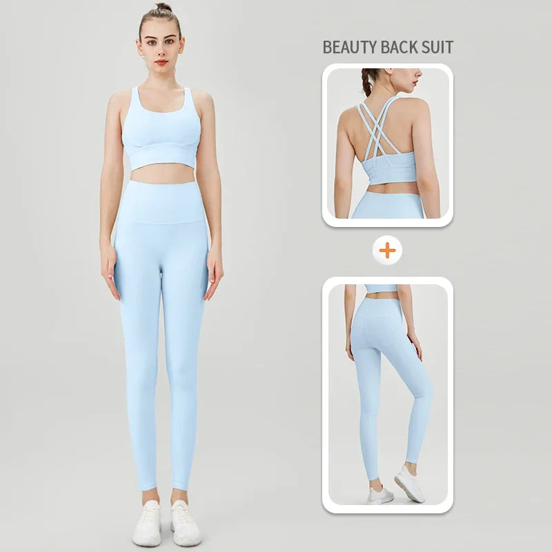 2 Pieces  Women Yoga Set Sport Suit Gymwear Workout Clothes Gym Crop Top High Waist Legging Fitness Bra Set Sports Suit👚👚 - ATFH