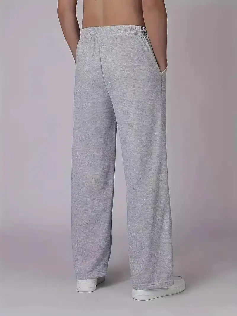 Men's plus Size Cotton Sweatpants Spring Autumn Solid Color Baggy Loose Elastic Waist Casual Trousers for Daily Wear Running