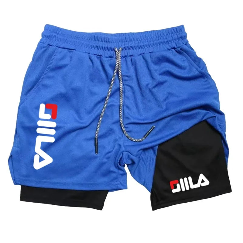 2026 Men's Fashion Double Layer Athletic Shorts Sports Shorts, Double Layer Quick Dry Basketball Muscle Gym