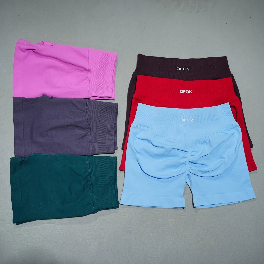 DFDK Women High Rise Scrunch Booty Shorts Seamless Push Up Shaping Squat Proof Anti Rolling Fitness Gym Athletic Running Yoga