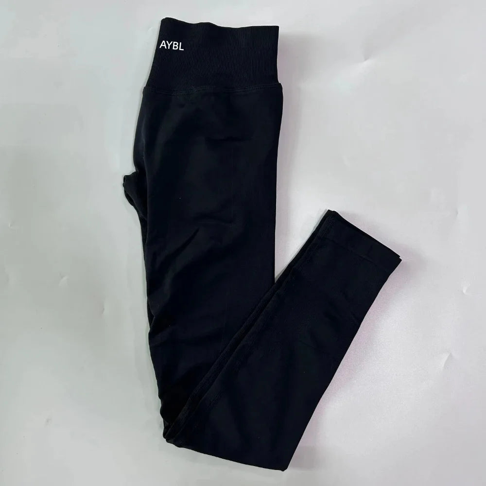 New Gym Leggings Women Seamless Yoga Pants High Waist Low Ribbed Band Fitness Leggings Fitness Sweat Wicking Workout Tights - ATFH