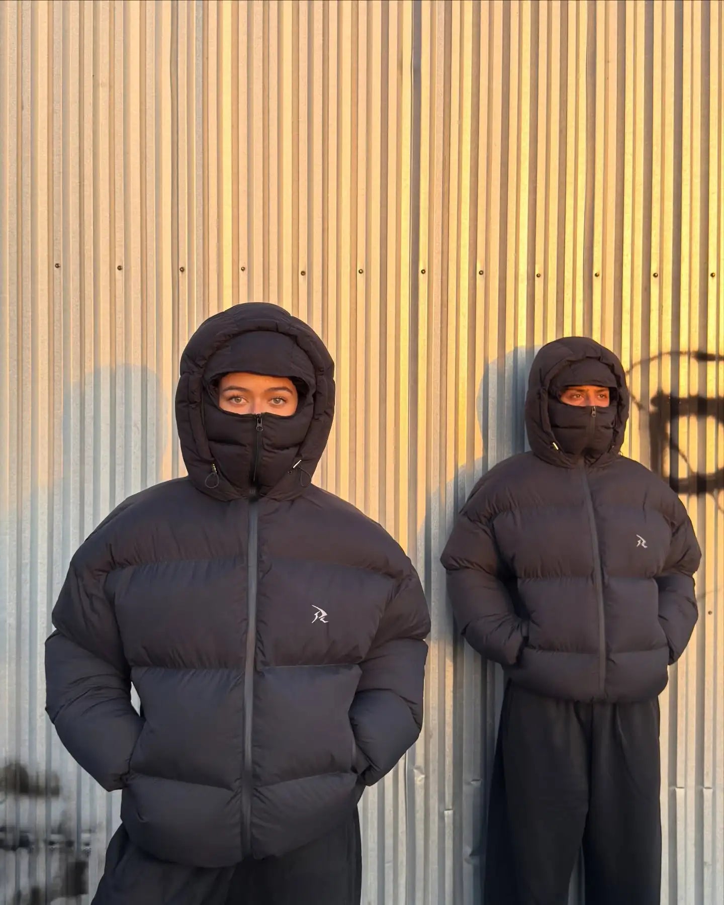 Unisex Winter Warm Balaclava Face‑mask Hood Puffer Jacket Oversized Windproof Zip Up Short Bubble Outerwear Coat