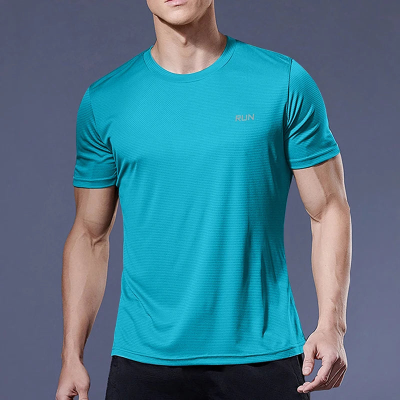 Summer Men Short Sleeve t-Shirt Casual t Shirt Tops Male Quick Dry Running Gym t-Shirts Breathable o-Neck Tee Shirt Man Clothing